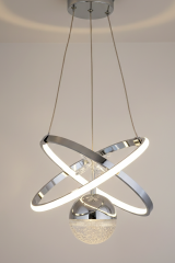 Kıraç Model Tek Top Krom Sarkıt Led Avize, 3 Renk Yanabilen Power Led Avize