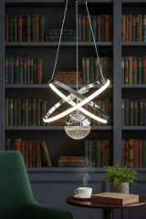 Kıraç Model Tek Top Krom Sarkıt Led Avize, 3 Renk Yanabilen Power Led Avize