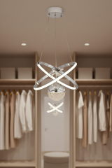 Kıraç Model Tek Top Krom Sarkıt Led Avize, 3 Renk Yanabilen Power Led Avize