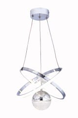 Kıraç Model Tek Top Krom Sarkıt Led Avize, 3 Renk Yanabilen Power Led Avize