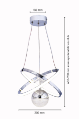 Kıraç Model Tek Top Krom Sarkıt Led Avize, 3 Renk Yanabilen Power Led Avize