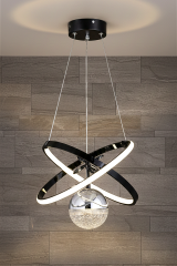 Kıraç Model Tek Top Siyah Sarkıt Led Avize, 3 Renk Yanabilen Power Led Avize