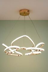 Hale Serisi Büyük Gold Led Avize, 3 Renk Yanabilen Sarkıt Led Avize, Modern Power Led Avize