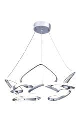 Hale Serisi Büyük Krom Led Avize, 3 Renk Yanabilen Sarkıt Led Avize, Modern Power Led Avize