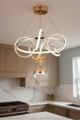 Dart Serisi Tek Toplu Gold Led Avize, Sarkıt Power Led Avize, 3 Renk Yanabilen Led Avize