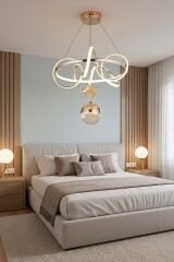 Dart Serisi Tek Toplu Gold Led Avize, Sarkıt Power Led Avize, 3 Renk Yanabilen Led Avize