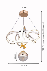 Dart Serisi Tek Toplu Gold Led Avize, Sarkıt Power Led Avize, 3 Renk Yanabilen Led Avize