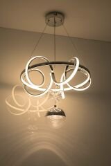 Dart Serisi Tek Toplu Krom Led Avize, Sarkıt Power Led Avize, 3 Renk Yanabilen Led Avize