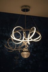 Dart Serisi Tek Toplu Krom Led Avize, Sarkıt Power Led Avize, 3 Renk Yanabilen Led Avize