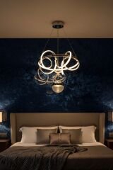 Dart Serisi Tek Toplu Krom Led Avize, Sarkıt Power Led Avize, 3 Renk Yanabilen Led Avize