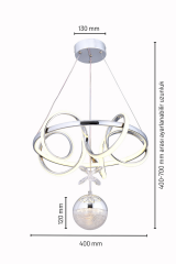 Dart Serisi Tek Toplu Krom Led Avize, Sarkıt Power Led Avize, 3 Renk Yanabilen Led Avize