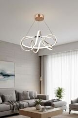 Dart Serisi Gold Büyük Led Avize, Sarkıt Power Led Avize, 3 Renk Yanabilen Led Avize