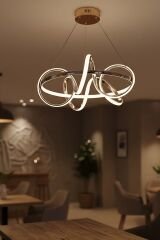 Dart Serisi Gold Büyük Led Avize, Sarkıt Power Led Avize, 3 Renk Yanabilen Led Avize