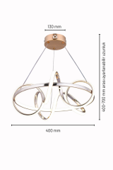 Dart Serisi Gold Büyük Led Avize, Sarkıt Power Led Avize, 3 Renk Yanabilen Led Avize