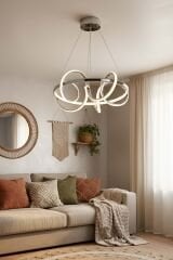 Dart Serisi Krom Büyük Led Avize, Sarkıt Power Led Avize, 3 Renk Yanabilen Led Avize