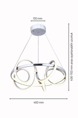 Dart Serisi Krom Büyük Led Avize, Sarkıt Power Led Avize, 3 Renk Yanabilen Led Avize