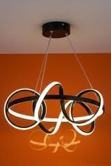 Dart Serisi Siyah Büyük Led Avize, Sarkıt Power Led Avize, 3 Renk Yanabilen Led Avize