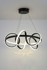 Dart Serisi Siyah Büyük Led Avize, Sarkıt Power Led Avize, 3 Renk Yanabilen Led Avize