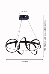 Dart Serisi Siyah Büyük Led Avize, Sarkıt Power Led Avize, 3 Renk Yanabilen Led Avize