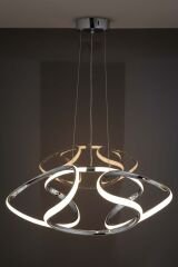 Napoli Serisi Büyük Krom Sarkıt Avize, 3 Renk Yanabilen Power Led Avize, Modern Salon Oturma Odası Led Avize