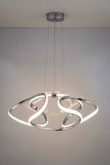 Napoli Serisi Büyük Krom Sarkıt Avize, 3 Renk Yanabilen Power Led Avize, Modern Salon Oturma Odası Led Avize