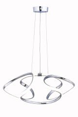 Napoli Serisi Büyük Krom Sarkıt Avize, 3 Renk Yanabilen Power Led Avize, Modern Salon Oturma Odası Led Avize