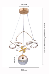 Hale Serisi Tek Toplu Gold Led Avize, Sarkıt Power Led Avize, 3 Renk Yanabilen Led Avize, Modern Salon Oda Led Avize