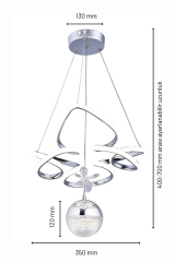 Hale Serisi Tek Toplu Krom Led Avize, Sarkıt Power Led Avize, 3 Renk Yanabilen Led Avize, Modern Salon Oda Led Avize