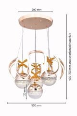 Rain 4 Toplu Gold Led Avize, 3 Renk Yanabilen Sarkıt Power Led Avize, Lüks Led Avize