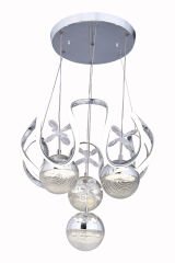 Rain 4 Toplu Krom Led Avize, 3 Renk Yanabilen Sarkıt Power Led Avize, Lüks Led Avize