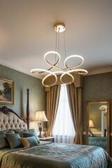 Daisy Gold Led Avize, 3 Renk Yanabilen Power Led Avize, Lüks Salon Yemek Masası Oda Led Avize