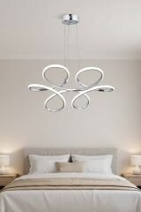 Daisy Krom Led Avize, 3 Renk Yanabilen Power Led Avize, Lüks Salon Yemek Masası Oda Led Avize