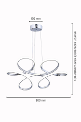 Daisy Krom Led Avize, 3 Renk Yanabilen Power Led Avize, Lüks Salon Yemek Masası Oda Led Avize