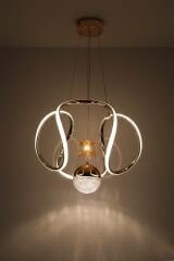 Kiev Serisi Tek Toplu Gold Led Avize, 3 Renk Yanabilen Power Led Avize, Mutfak Salon Hol Sarkıt Led Avize