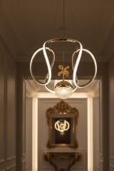 Kiev Serisi Tek Toplu Gold Led Avize, 3 Renk Yanabilen Power Led Avize, Mutfak Salon Hol Sarkıt Led Avize