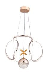 Kiev Serisi Tek Toplu Gold Led Avize, 3 Renk Yanabilen Power Led Avize, Mutfak Salon Hol Sarkıt Led Avize