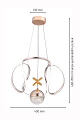 Kiev Serisi Tek Toplu Gold Led Avize, 3 Renk Yanabilen Power Led Avize, Mutfak Salon Hol Sarkıt Led Avize