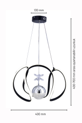 Kiev Serisi Tek Toplu Siyah Led Avize, 3 Renk Yanabilen Power Led Avize, Mutfak Salon Hol Sarkıt Led Avize