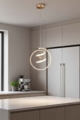 Amazon Model Gold Power Led Avize, 3 Renk Yanabilen Lüks Led Avize, Mutfak Salon Hol Oda Led Sarkıt Avize