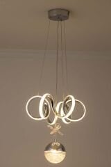 Lizbon Serisi Tek Toplu Krom Led Avize, 3 Renk Yanabilen Sarkıt Power Led Avize, Mutfak Salon Hol Sarkıt Led Avize