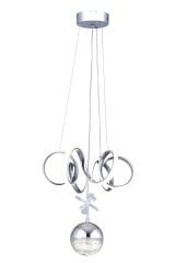 Lizbon Serisi Tek Toplu Krom Led Avize, 3 Renk Yanabilen Sarkıt Power Led Avize, Mutfak Salon Hol Sarkıt Led Avize