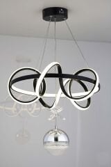 Dart Serisi Tek Toplu Siyah Led Avize, Sarkıt Power Led Avize, 3 Renk Yanabilen Led Avize