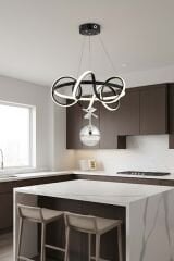 Dart Serisi Tek Toplu Siyah Led Avize, Sarkıt Power Led Avize, 3 Renk Yanabilen Led Avize