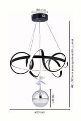 Dart Serisi Tek Toplu Siyah Led Avize, Sarkıt Power Led Avize, 3 Renk Yanabilen Led Avize