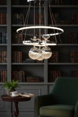 Galaksi Serisi 3 Toplu Krom Sarkıt Led Avize, 3 Renk Işık Özellikli Power Led Avize