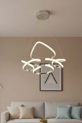 Hale Serisi Küçük Krom Led Avize, 3 Renk Yanabilen Sarkıt Led Avize, Modern Power Led Avize