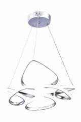 Hale Serisi Küçük Krom Led Avize, 3 Renk Yanabilen Sarkıt Led Avize, Modern Power Led Avize