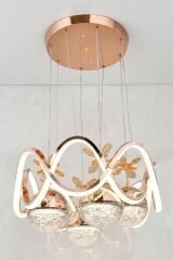 Modern Habana 4 Toplu Gold Sarkıt Led Avize, Power Led Avize, 3 Renk Işık Özellikli Led Avize