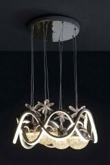 Modern Habana Krom 4 Toplu Sarkıt Led Avize, Power Led Avize, 3 Renk Işık Özellikli Led Avize