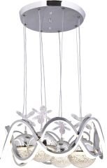 Modern Habana Krom 4 Toplu Sarkıt Led Avize, Power Led Avize, 3 Renk Işık Özellikli Led Avize